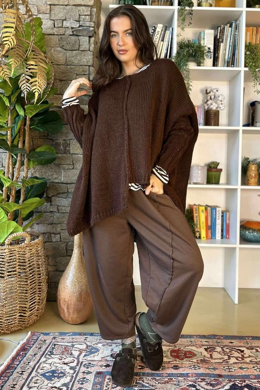 Inside Out Oversized Grunge Knit Chocolate /23=